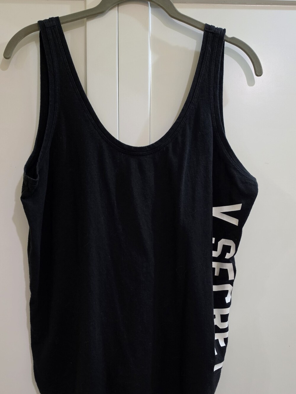Victoria's Secret Black Tank Top with White Side Logo